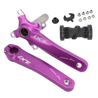 JIANKUN IXF Mountain Bike Hollow Crank Modified, Style:Left and Right Crank+Bottom Bracket(Purple)