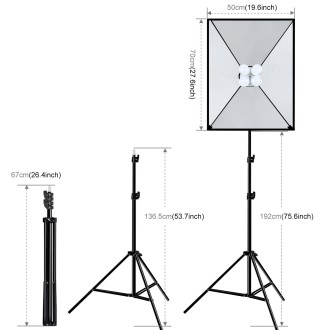 PULUZ 50x70cm Studio Softbox + 2m Tripod Mount + 4 x E27 24W 5700K White Light LED Light Bulb Photography Lighting Kit(US Plug)