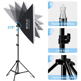 PULUZ 50x70cm Studio Softbox + 2m Tripod Mount + 4 x E27 24W 5700K White Light LED Light Bulb Photography Lighting Kit(US Plug)