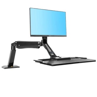 NORTH BAYOU NB40 Ergonomic Height Adjust Computer Stand Workstation 22-32 Inch Monitor Mount Bracket with Keyboard Plate Desk St