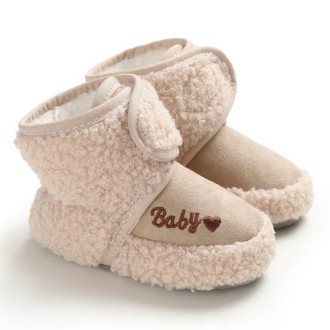 Newborn Baby 0-1 Years Old in Autumn and Winter Keep Warm Soft Bottom Toddler Shoes, Size:Inner Length 12cm(Khaki)