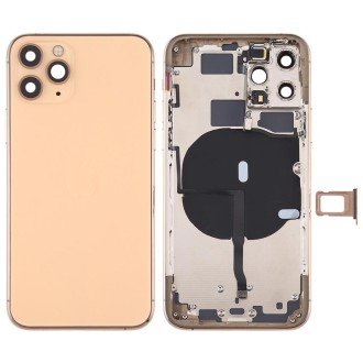 Battery Back Cover (with Side Keys & Card Tray & Power + Volume Flex Cable & Wireless Charging Module) for iPhone 11 Pro Max(Gol