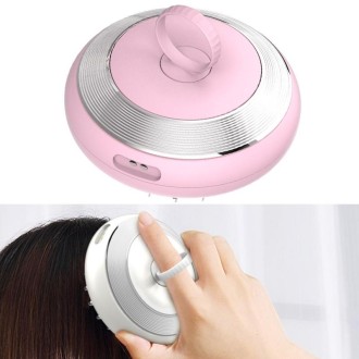 Scalp Medicine Apparatus Hair Growth Fluid Introducer Head Massager(Pink Silver)