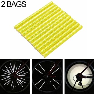 2 Bags Bicycle Mountain Bike Riding Wheel Rim Spoke Mount Clip Tube Warning Light Strip Outdoor Reflector(Yellow)