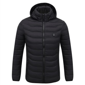 Winter Smart Electric Heating Hooded Jacket, Size:M(Black)