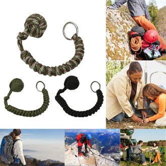 Outdoor Security Protection Black Monkey Fist Steel Ball Bearing Self Defense Lanyard Survival Key Chain(Rainbow)