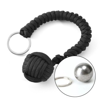 Outdoor Security Protection Black Monkey Fist Steel Ball Bearing Self Defense Lanyard Survival Key Chain(Rainbow)