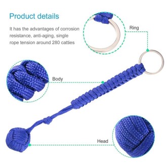 Outdoor Security Protection Black Monkey Fist Steel Ball Bearing Self Defense Lanyard Survival Key Chain(Rainbow)