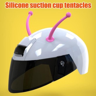 4PCS Motorcycle Helmet Soft Silicone Tentacle Sucker Decoration(Light Pink)