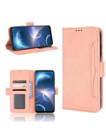For HTC Desire 22 Pro Skin Feel Calf Texture Card Slots Leather Phone Case(Pink)