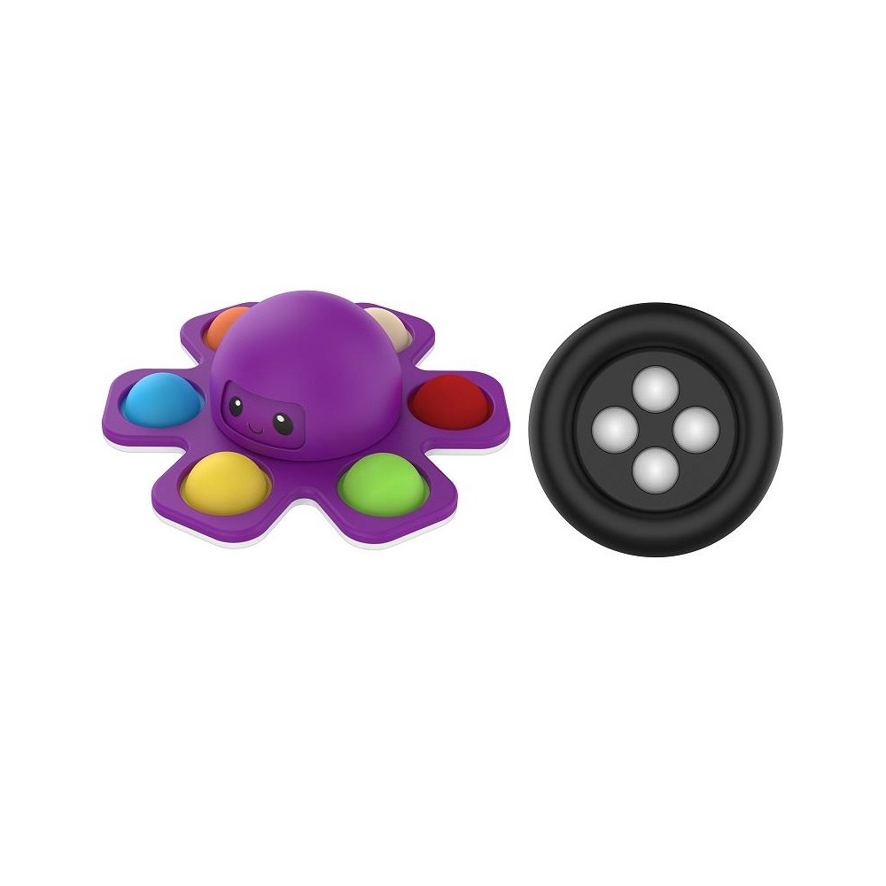 3 PCS Face-Changing Octopus Bubble Top Decompression Toy, Colour: Purple+Buttons Bead Black