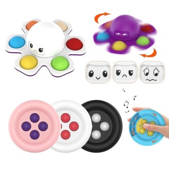 3 PCS Face-Changing Octopus Bubble Top Decompression Toy, Colour: Purple+Buttons Bead Black