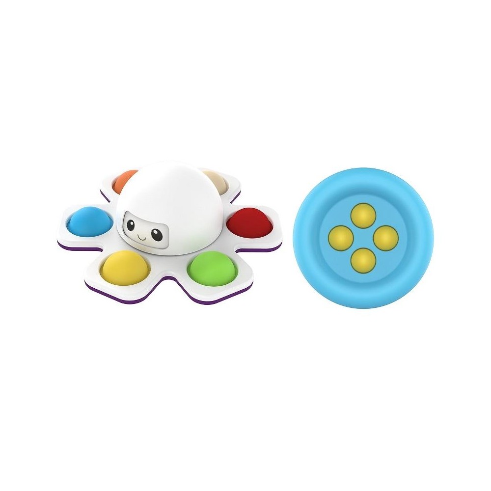 3 PCS Face-Changing Octopus Bubble Top Decompression Toy, Colour: White+Buttons Bead Blue