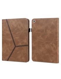 For Lenovo Tab M10 10.1 inch Solid Color Embossed Striped Leather Case(Brown)