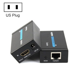 HDY-60 HDMI to RJ45 60m Extender Single Network Cable to For HDMI Signal Amplifier(US Plug)