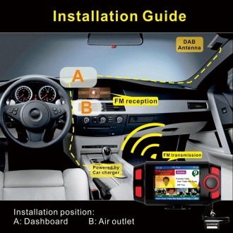 DAB-C8 Car DAB+ Digital Radio Receiver Color Screen Bluetooth Hands-free