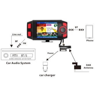 DAB-C8 Car DAB+ Digital Radio Receiver Color Screen Bluetooth Hands-free