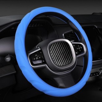 Silicone Non-slip Wear-resistant Steering Wheel Cover, Size: 37-42cm(Blue)