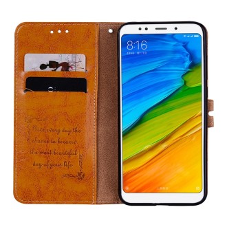 For Xiaomi Redmi 5 Plus Oil Wax Texture Horizontal Flip Leather Case with Holder & Card Slots & Wallet(Brown)