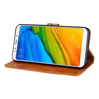 For Xiaomi Redmi 5 Plus Oil Wax Texture Horizontal Flip Leather Case with Holder & Card Slots & Wallet(Brown)