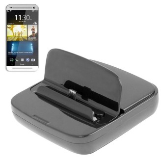 Desktop Charging Cradle with Micro USB Sync Data Function for HTC One M8(Black)