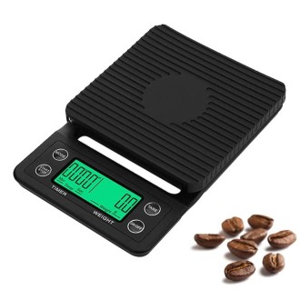 Hand Punch Coffee Scales Timing Electronic Timer Scale Kitchen Scales, Model:3kg/0.1g(Black)