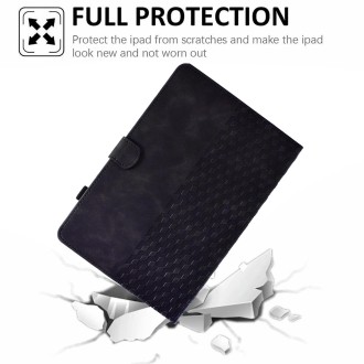 For Samsung Galaxy Tab S7 T870 / S8 X700 Rhombus Embossed Leather Smart Tablet Case(Black)