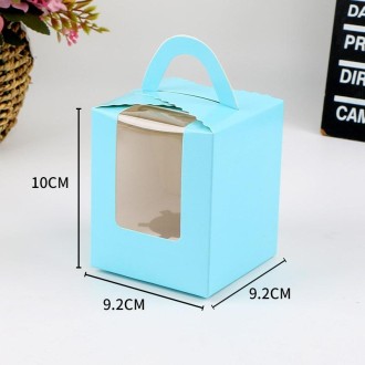 30 PCS Transparent Window 1 Piece Cardboard Portable Cup Cake Box Mousse Pastry Box Cowhide Color 