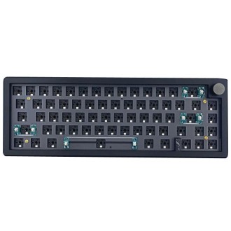 67 Keys Three-mode Customized DIY With Knob Mechanical Keyboard Kit Supports Hot Plug RGB Backlight, Color: Black