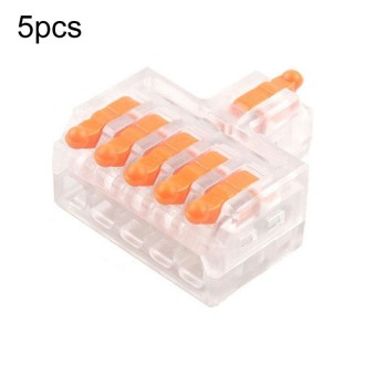 5pcs D1-5T Push Type Mini Wire Connection Splitter Quick Connect Terminal Block(Orange)