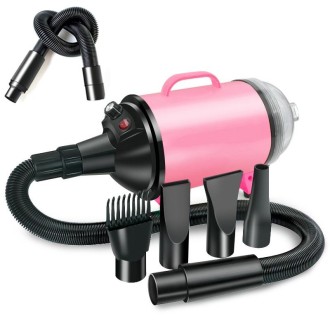 2100W Dog Dryer Stepless Speed Pet Hair Blaster With Vacuum Cleaner 110V US Plug(Black Pink)