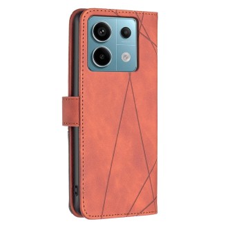 For Xiaomi Redmi Note 13 Pro 5G Magnetic Buckle Rhombus Texture Leather Phone Case(Brown)