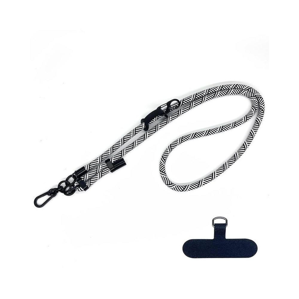 10mm Thick Rope Mobile Phone Anti-Lost Adjustable Lanyard Spacer(White Black Twill)