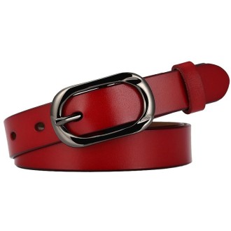 ZK--052 Soft and Wear-resistant Fine Cowhide Belt with Pin Buckle, Length: 100cm(Red)