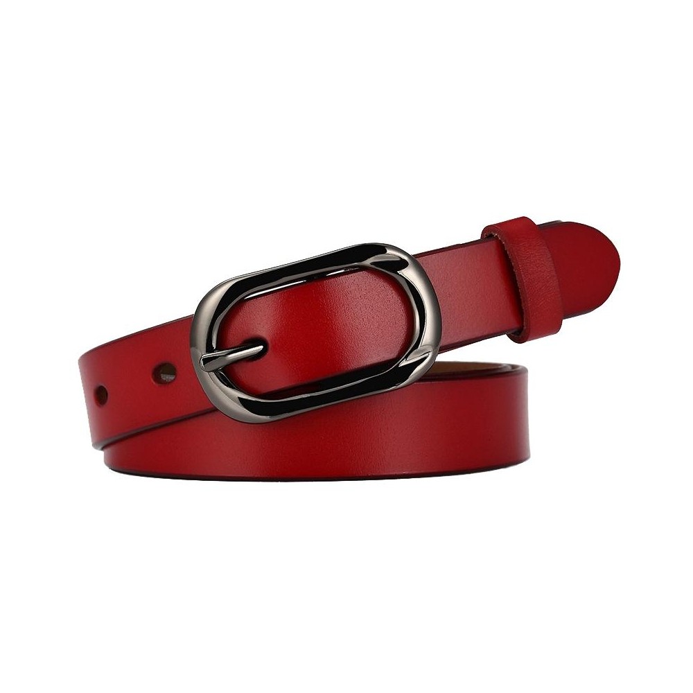 ZK--052 Soft and Wear-resistant Fine Cowhide Belt with Pin Buckle, Length: 100cm(Red)