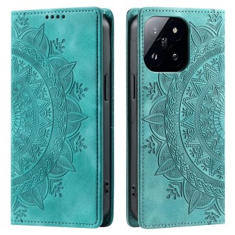 For Xiaomi 14 Pro Totem Embossed Magnetic Leather Phone Case(Green)