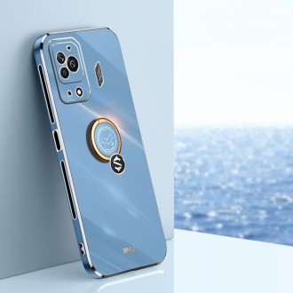 For Xiaomi Black Shark 5 Pro XINLI Straight Edge 6D Electroplate TPU Phone Case with Ring Holder(Celestial Blue)