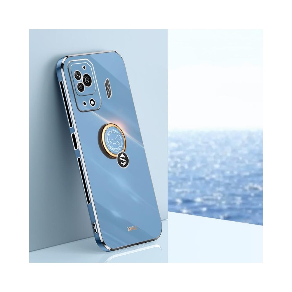 For Xiaomi Black Shark 5 Pro XINLI Straight Edge 6D Electroplate TPU Phone Case with Ring Holder(Celestial Blue)