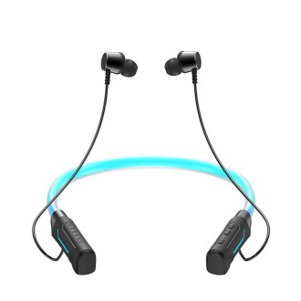 JG4 Flashing LED Neck-mounted Stereo Bluetooth Wireless Earphone(Black)