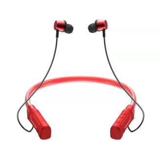 JG4 Flashing LED Neck-mounted Stereo Bluetooth Wireless Earphone(Red)