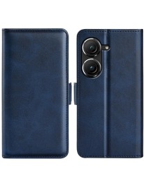For Asus Zenfone 9 Dual-side Magnetic Buckle Horizontal Flip Leather Phone Case(Dark Blue)