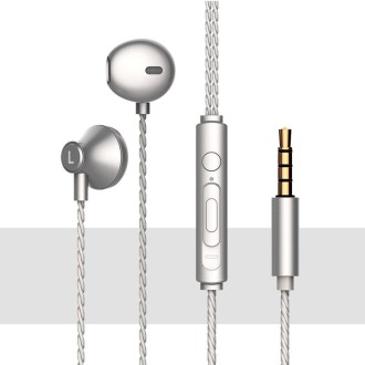 2 PCS TS720 3.5mm Heavy Bass Metal Earbud Wired Earphone(Silver Gray)