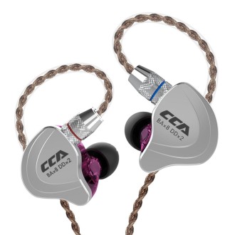 CCA CCA-C10 3.5mm Gold Plated Plug Ten Unit Hybrid Wire-controlled In-ear Earphone, Type:without Mic(Streamer Purple)