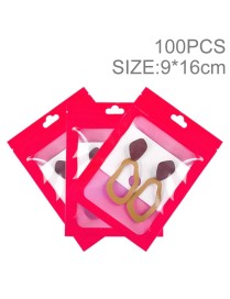 100pcs 9×16cm HD Transparent Window Phone Case Decoration Sealed Bag(Rose Red)