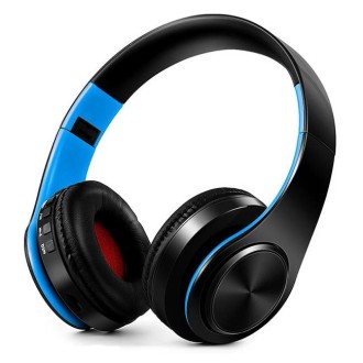 LPT660 Wireless Folding Sports Stereo Music Bluetooth Phones Earphones Support TF Card (Blue)