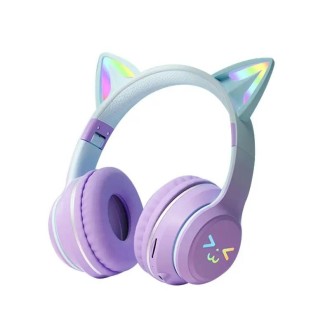 BT612 LED Cat Ear Single Sound Folding Bluetooth Earphone with Microphone(Purple)