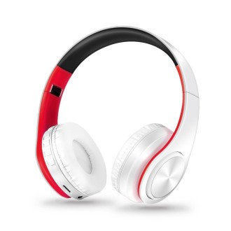 LPT660 Bluetooth Wireless Headset HIFI Stereo Sports Headphones(White+Red)