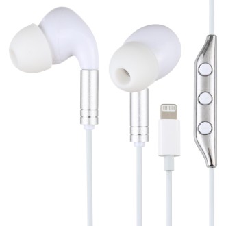 520 8 Pin Interface In-ear Wired Wire-control Earphone with Silicone Earplugs, Cable Length: 1.2m (White)