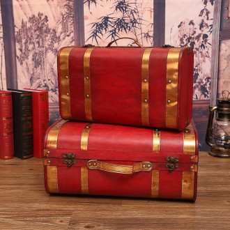 Wooden Portable Certificate Sundries Storage Box Photo Studio Shooting Props，Specification： 1622-06 Red Phnom Penh 2PCS/Set