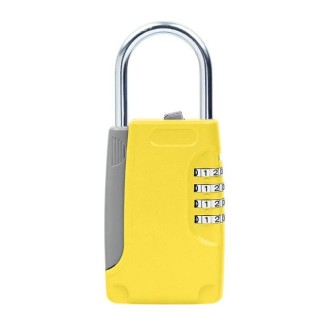 Key Safe Box Password Lock Keys Box Metal Lock Body Padlock Type Storage Mini Safes(Yellow)